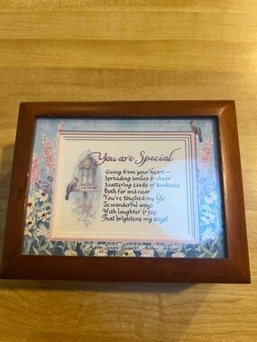#1738* Musical Jewelry Box & You Are Special Framed Wall Art - Brown